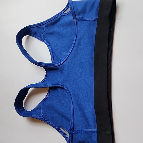 Nike Women's Dri-Fit Sports Bra Navy Blue Black Swish Size Medium - Picture 2 of 5